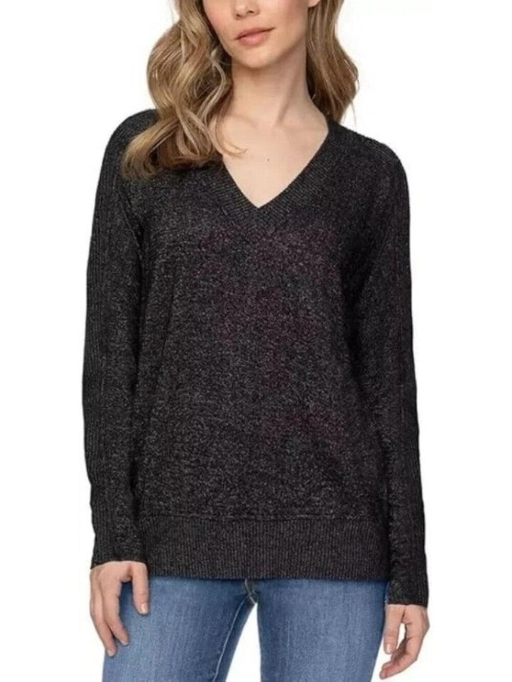 NWT Buffalo David Bitton Women's XL Black V-Neck Long Sleeve Sweater